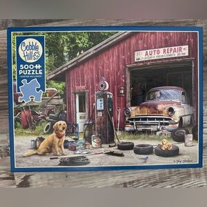 Cobble Hill 500 Piece Puzzle - Vintage Auto Repair Scene